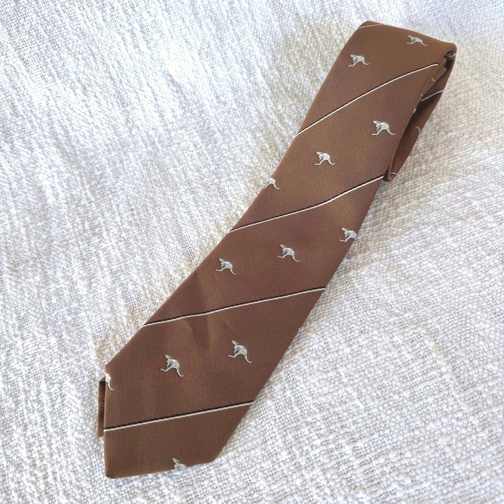 Polo Vogue Men's Brown‎ Kangaroo Pattern Silk Necktie